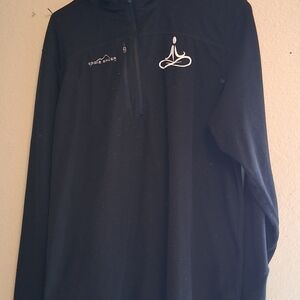 Eddie Bauer Black Quarter-Zip Pullover with White Logos L 260789
